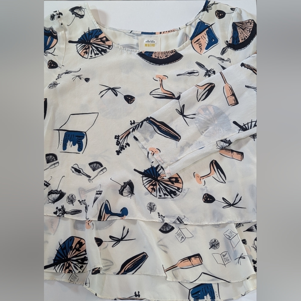 Maeve White Printed Blouse